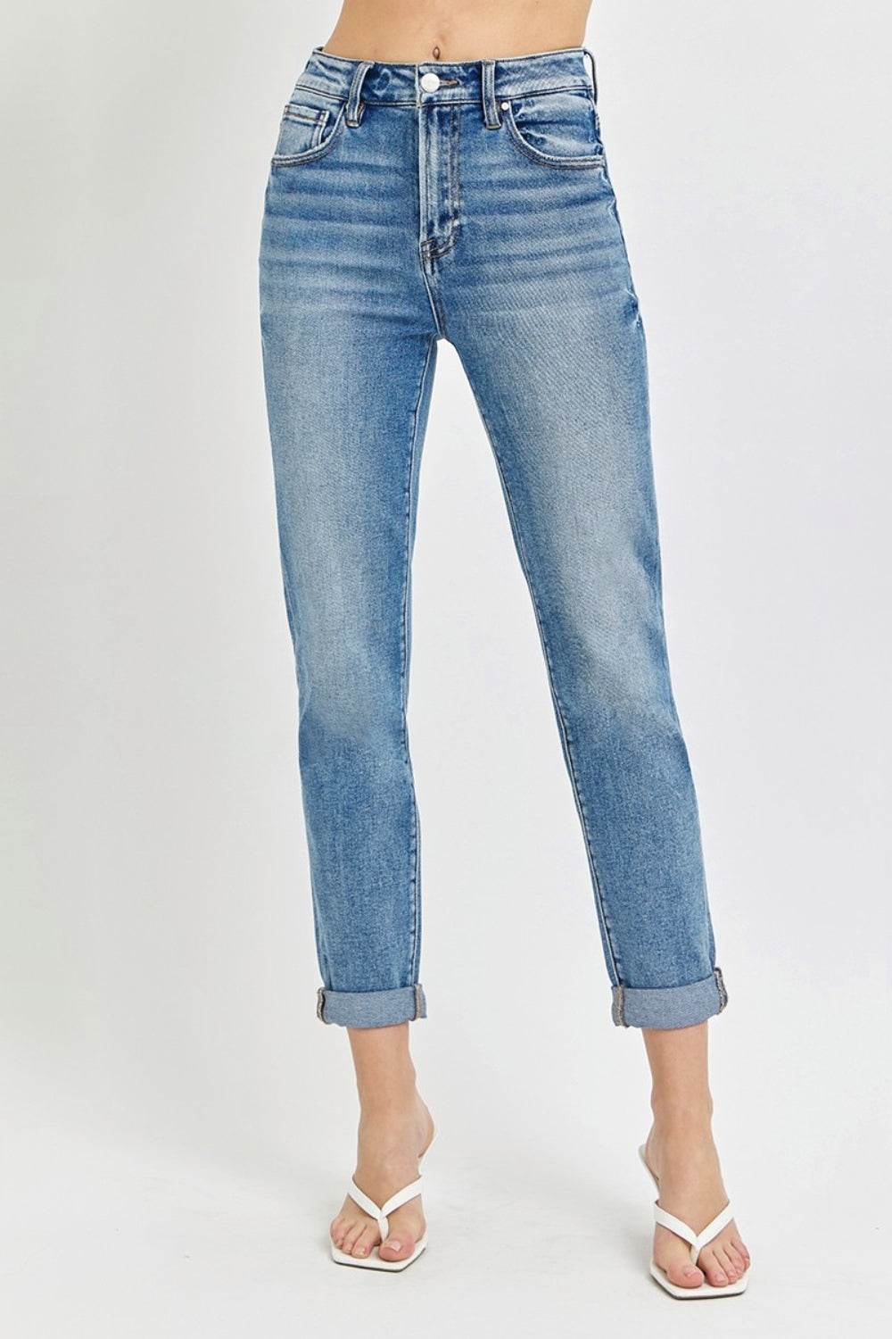 Risen Full Size High Rise Cropped Roll Up Jeans - DaTrendStore.Com