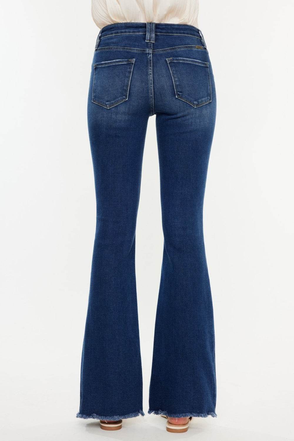 Kancan Cat's Whiskers Raw Hem Flare Jeans - DaTrendStore.Com