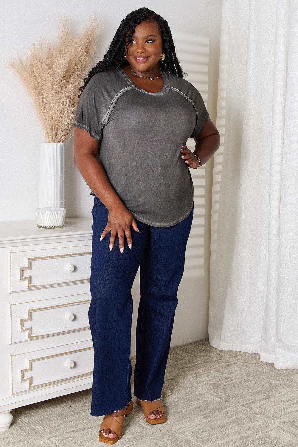Zenana Full Size Round Neck Raglan Sleeve T-Shirt - DaTrendStore.Com