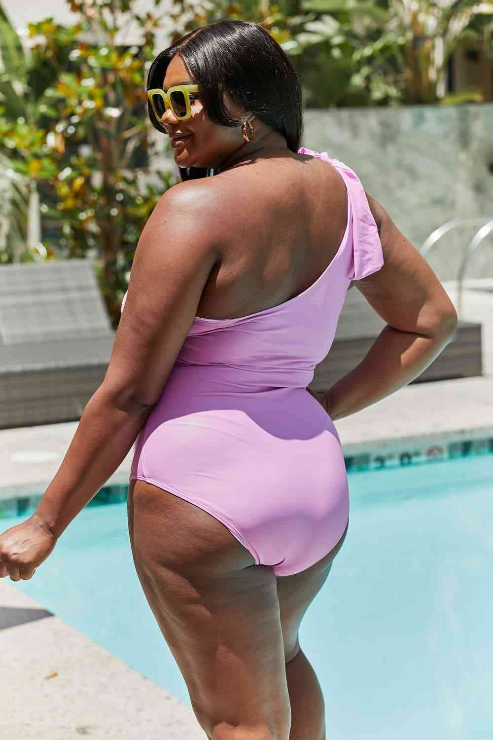 Marina West Swim Vacay Mode One Shoulder Swimsuit in Carnation Pink - DaTrendStore.Com