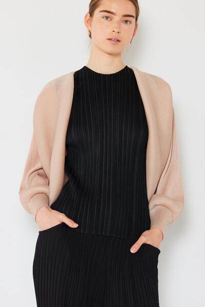 Marina West Swim Rib Pleated Puff Sleeve Bolero Cardigan - DaTrendStore.Com