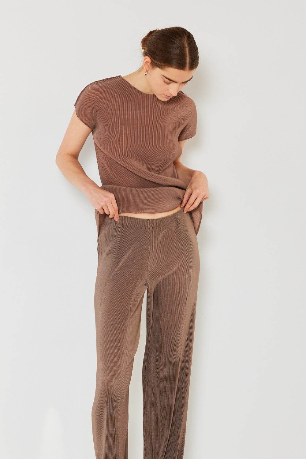 Marina West Swim Rib Pleated Cap Sleeve Top - DaTrendStore.Com