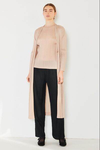 Marina West Swim Pleated Long Sleeve Cardigan - DaTrendStore.Com