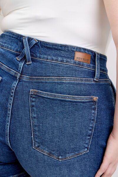 Judy Blue Full Size Double Button Waistband Denim Shorts Plus Size - DaTrendStore.Com
