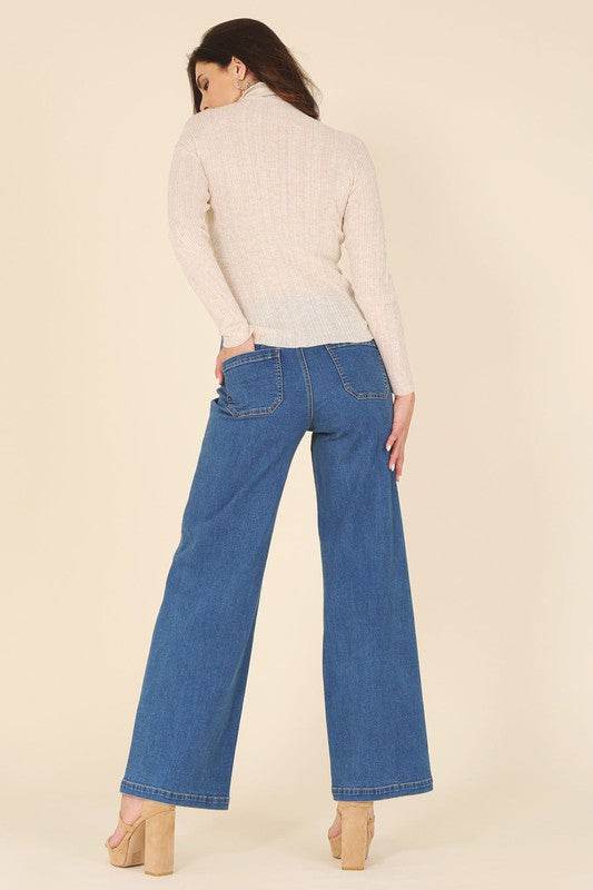 Wool blended mock neck sheer sweater - DaTrendStore.Com