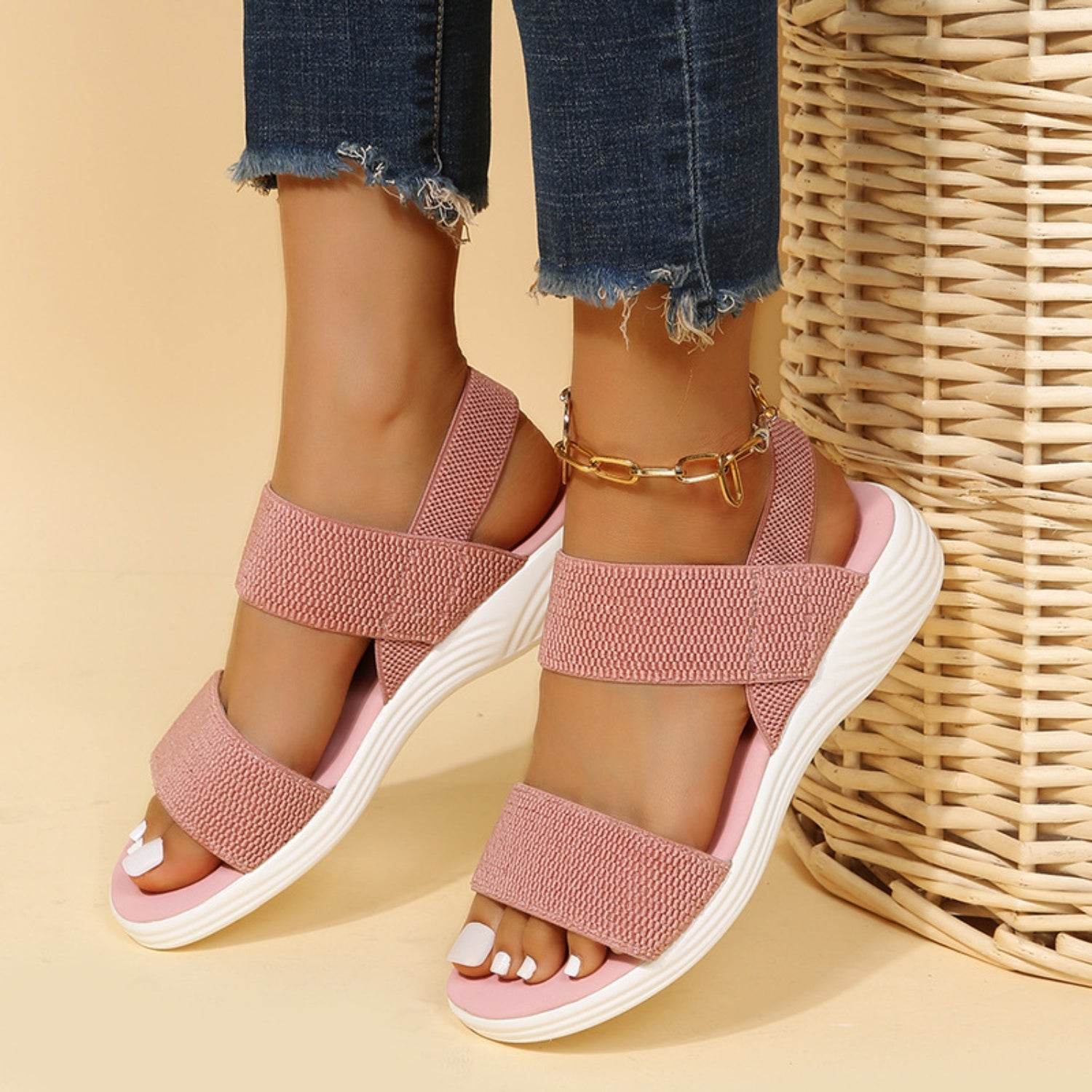 Rubber Open Toe Low Heel Sandals - DaTrendStore.Com