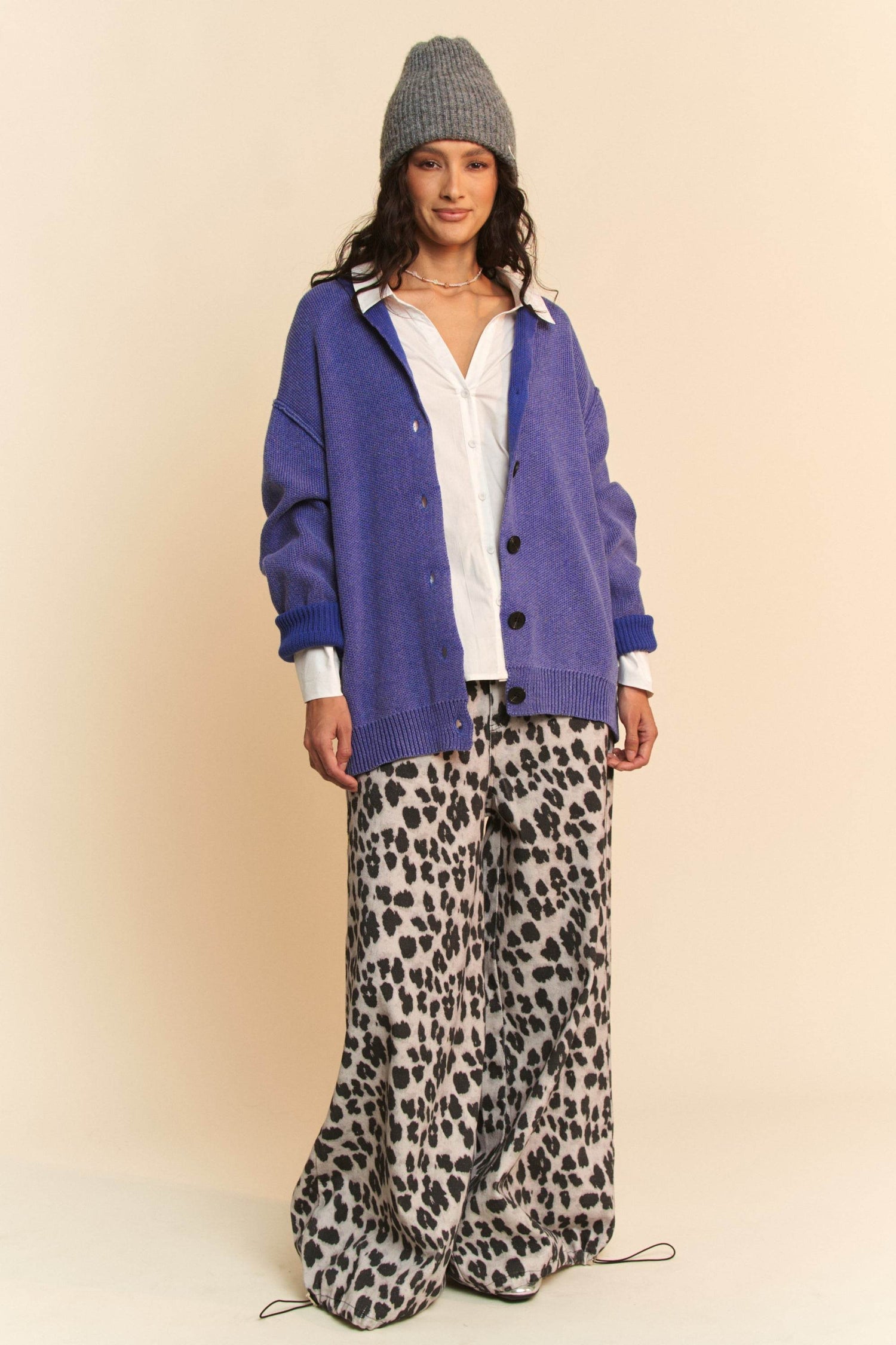 Davi & Dani Shawl Collar Ribbed Detail Button Up Cardigan - DaTrendStore.Com