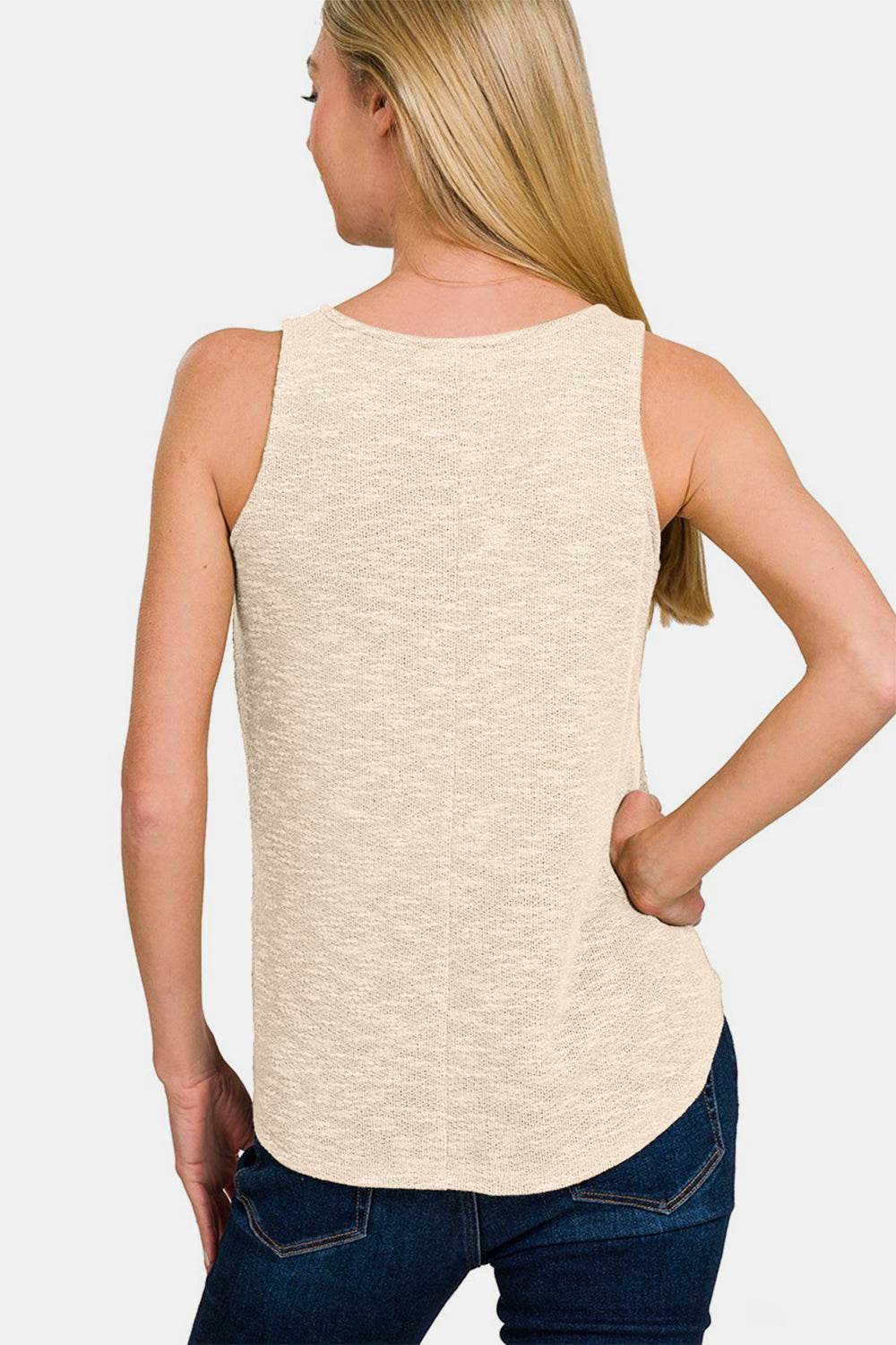 Zenana V-Neck Curved Hem Tank - DaTrendStore.Com