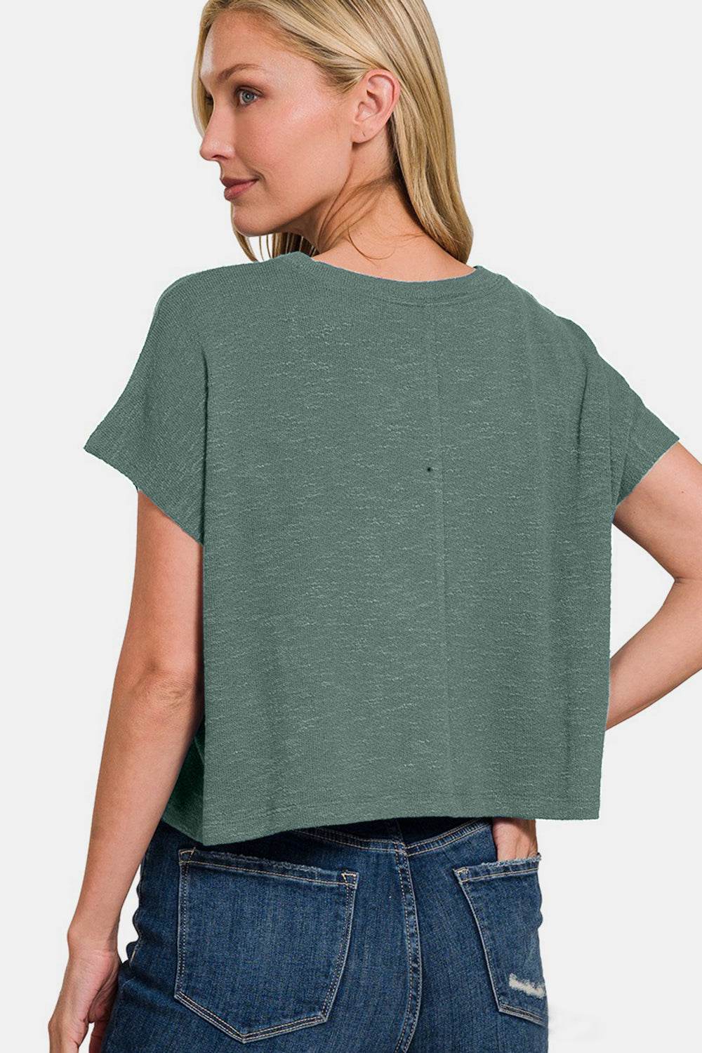 Zenana Round Neck Short Sleeve Crop T-Shirt - DaTrendStore.Com