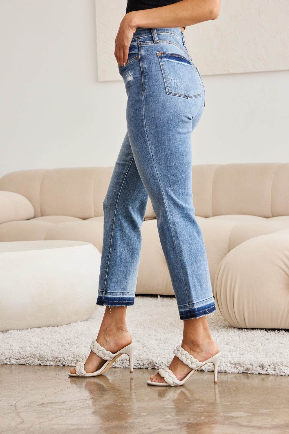 Judy Blue Full Size Release Hem Cropped Bootcut Jeans - DaTrendStore.Com