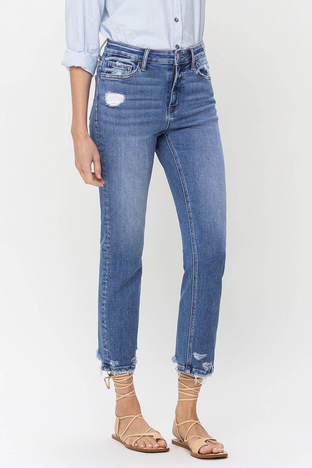 Lovervet High Rise Raw Hem Straight Jeans - DaTrendStore.Com
