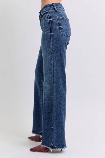 Judy Blue Full Size Raw Hem Mid Rise Jeans - DaTrendStore.Com