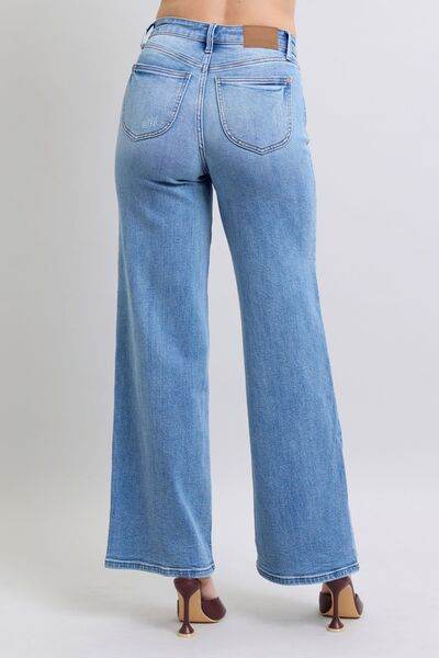 Judy Blue Full Size Wide Leg Jeans with Pockets - DaTrendStore.Com