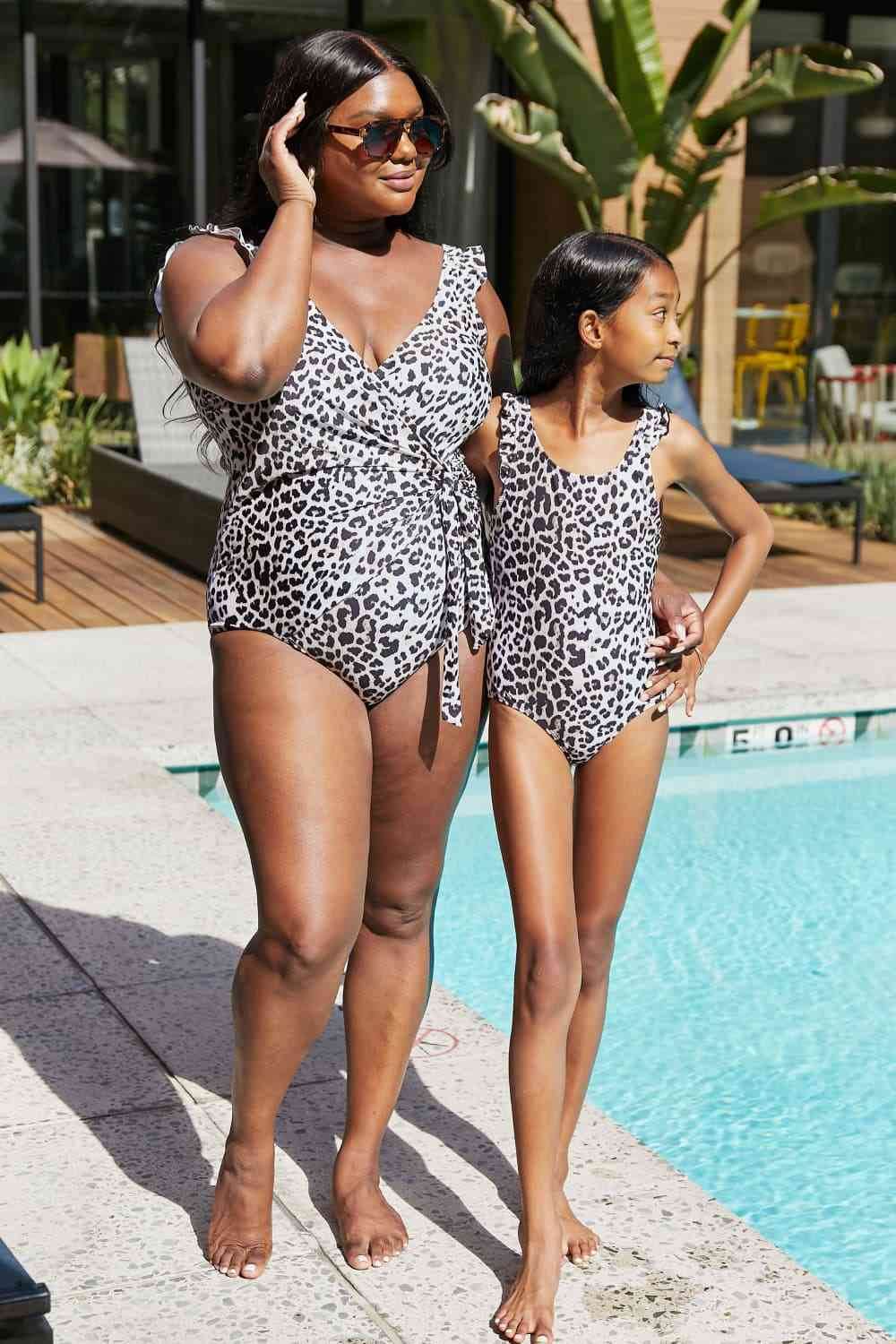 Marina West Swim Full Size Float On Ruffle Faux Wrap One-Piece in Cat - DaTrendStore.Com