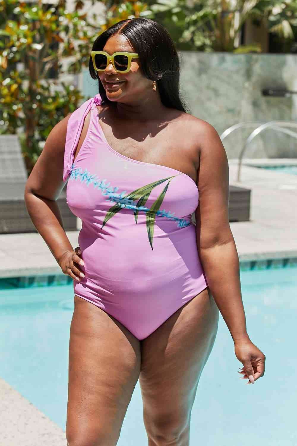 Marina West Swim Vacay Mode One Shoulder Swimsuit in Carnation Pink - DaTrendStore.Com