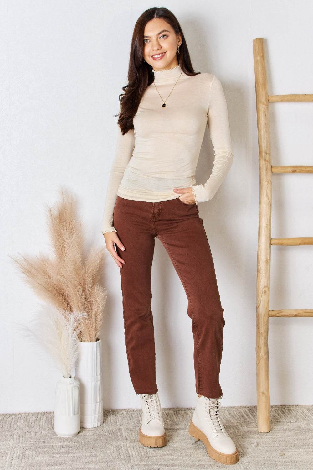 Zenana Mock Neck Layering Top - DaTrendStore.Com