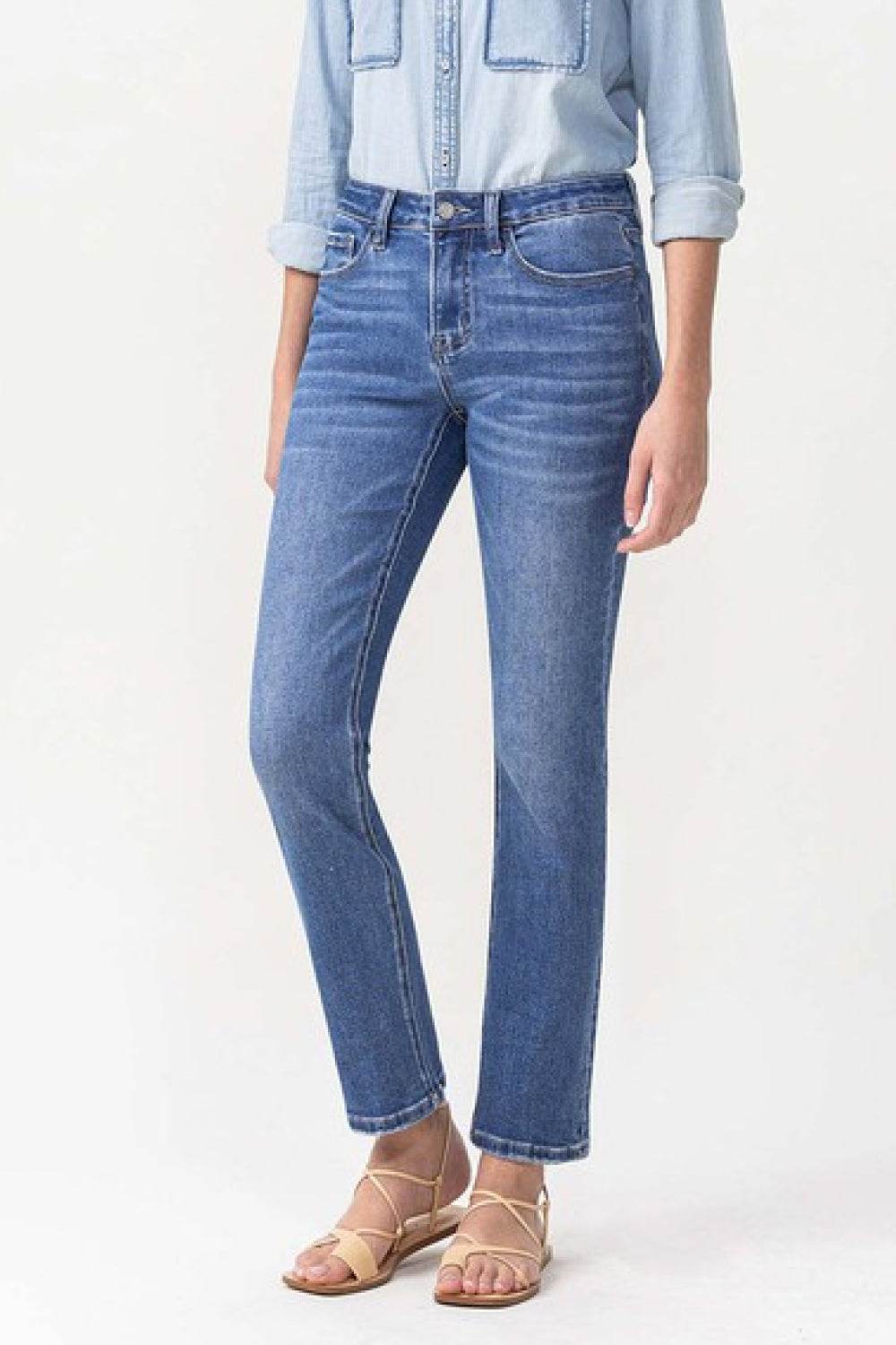 Lovervet Full Size Maggie Midrise Slim Ankle Straight Jeans - DaTrendStore.Com