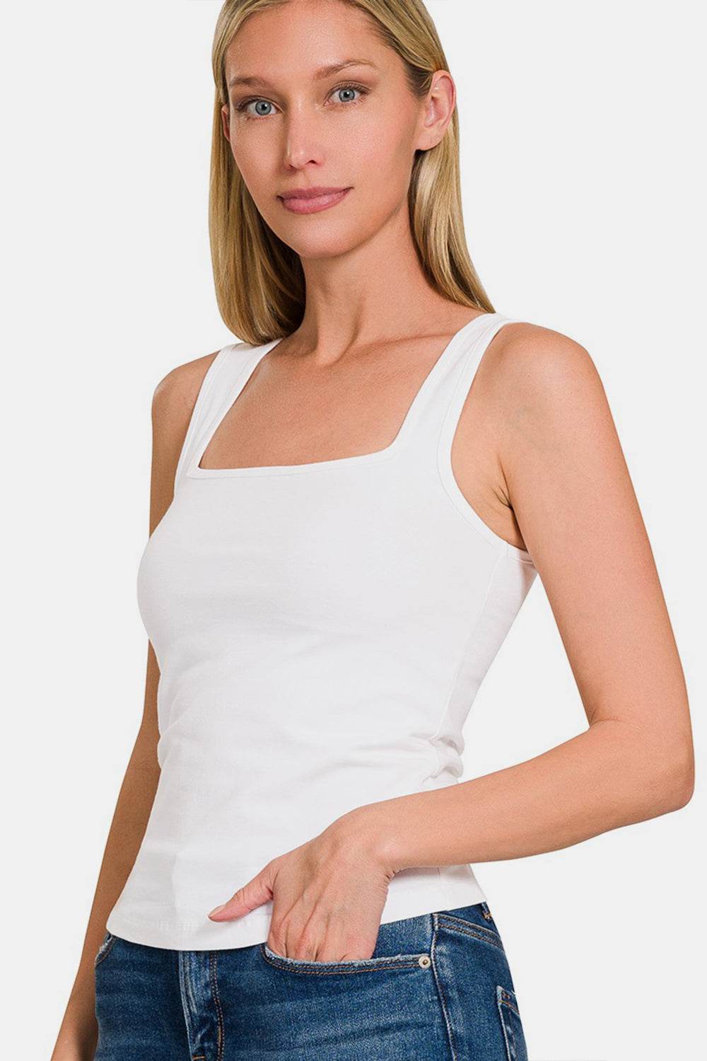 Zenana Square Neck Cropped Tank - DaTrendStore.Com
