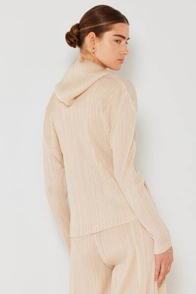 Marina West Swim Pleated Hood Jacket with 2 Way Zipper - DaTrendStore.Com