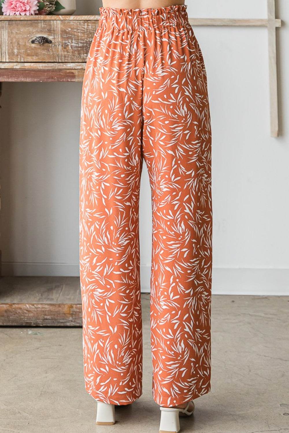 Heimish Full Size Printed Tied Straight Casual Pants - DaTrendStore.Com