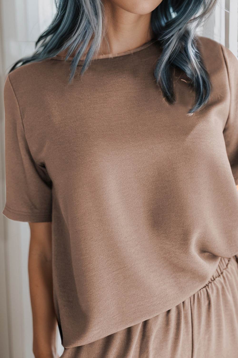 Round Neck Top and Pants Set - DaTrendStore.Com
