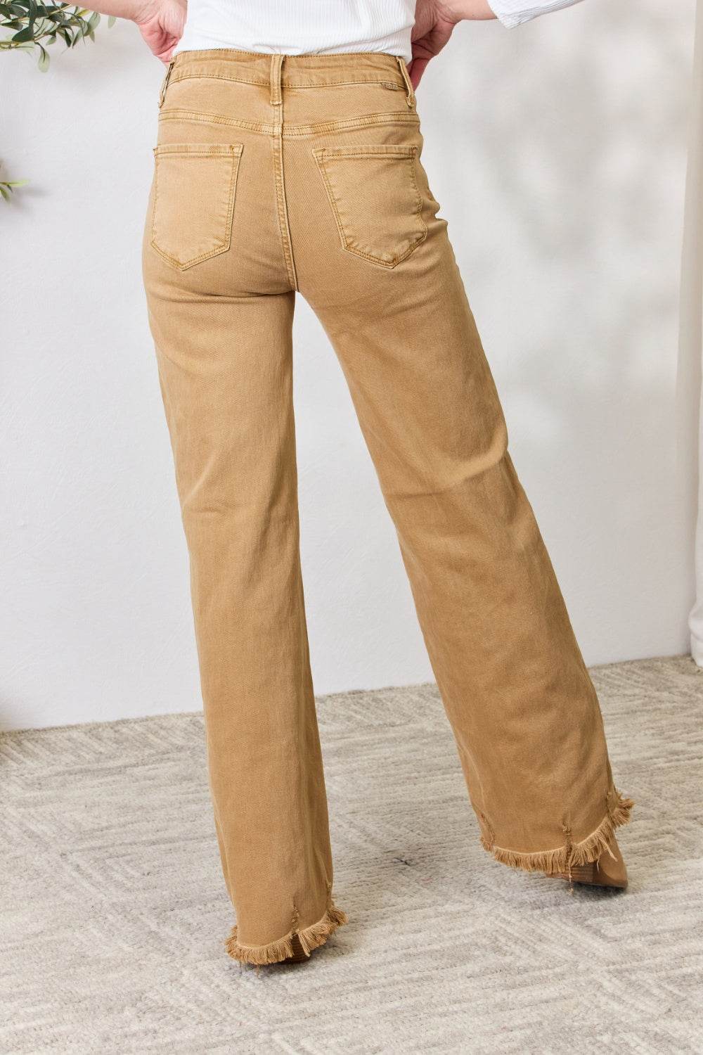 RISEN Full Size Fringe Hem Wide Leg Jeans - DaTrendStore.Com