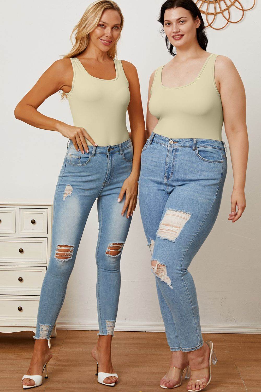Basic Bae Full Size Square Neck Sleeveless Bodysuit - DaTrendStore.Com