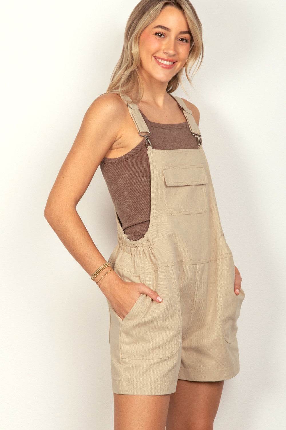 VERY J Adjustable Suspender Overalls with Pockets - DaTrendStore.Com