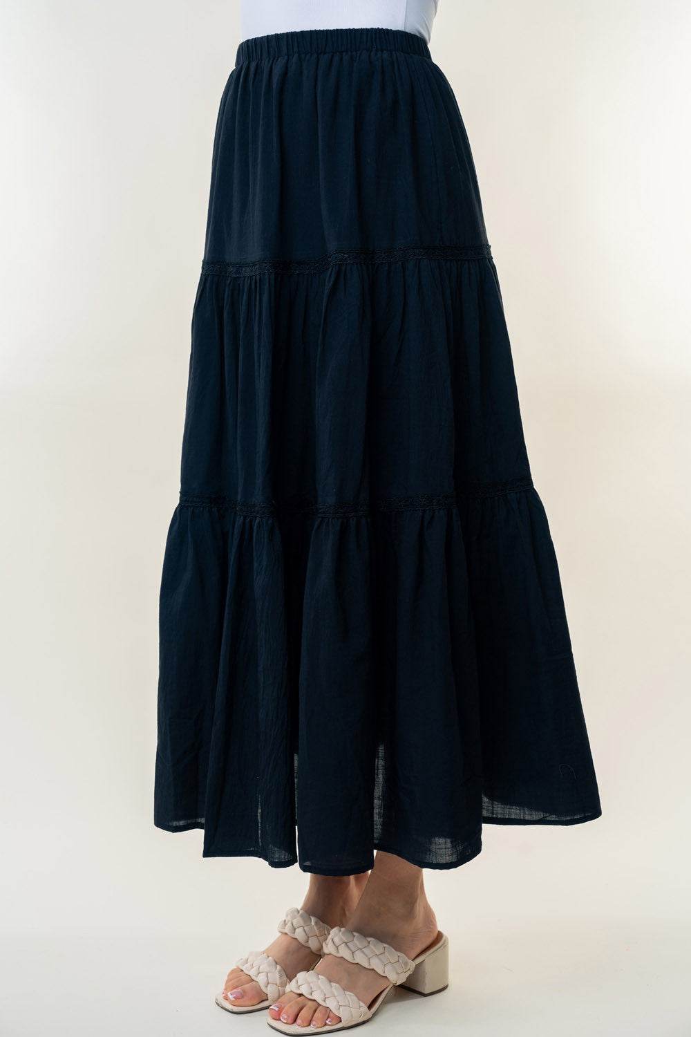 White Birch High Waisted Tiered Maxi Skirt - DaTrendStore.Com