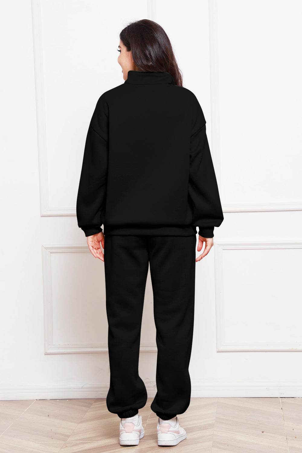 Half Zip Long Sleeve Sweatshirt and Pants Set - DaTrendStore.Com