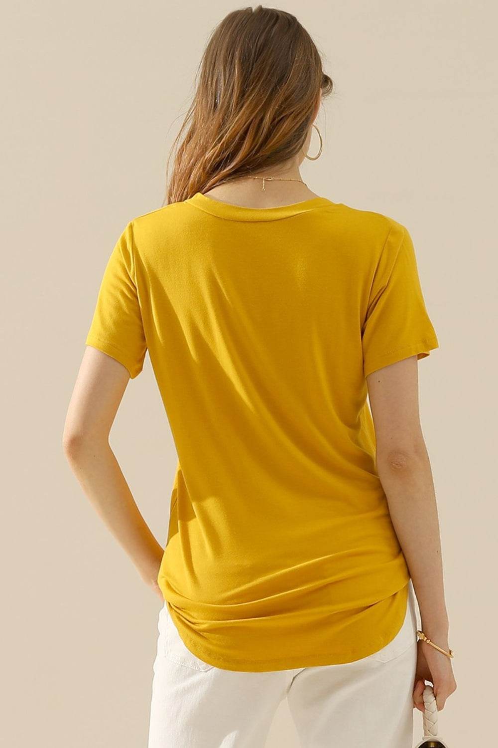 Ninexis Full Size V-Neck Short Sleeve T-Shirt - DaTrendStore.Com