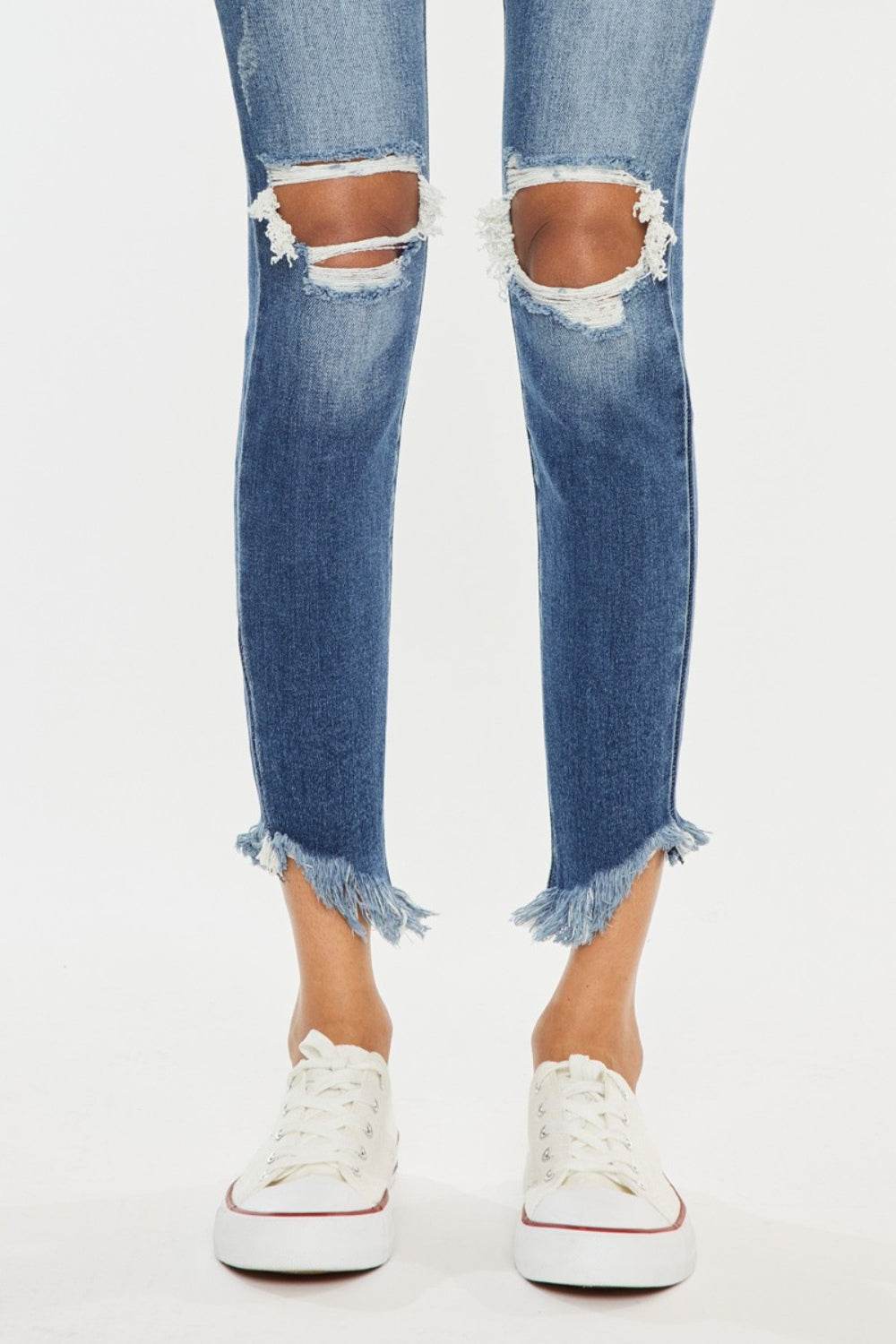 Kancan High Waist Distressed Raw Hem Ankle Skinny Jeans - DaTrendStore.Com