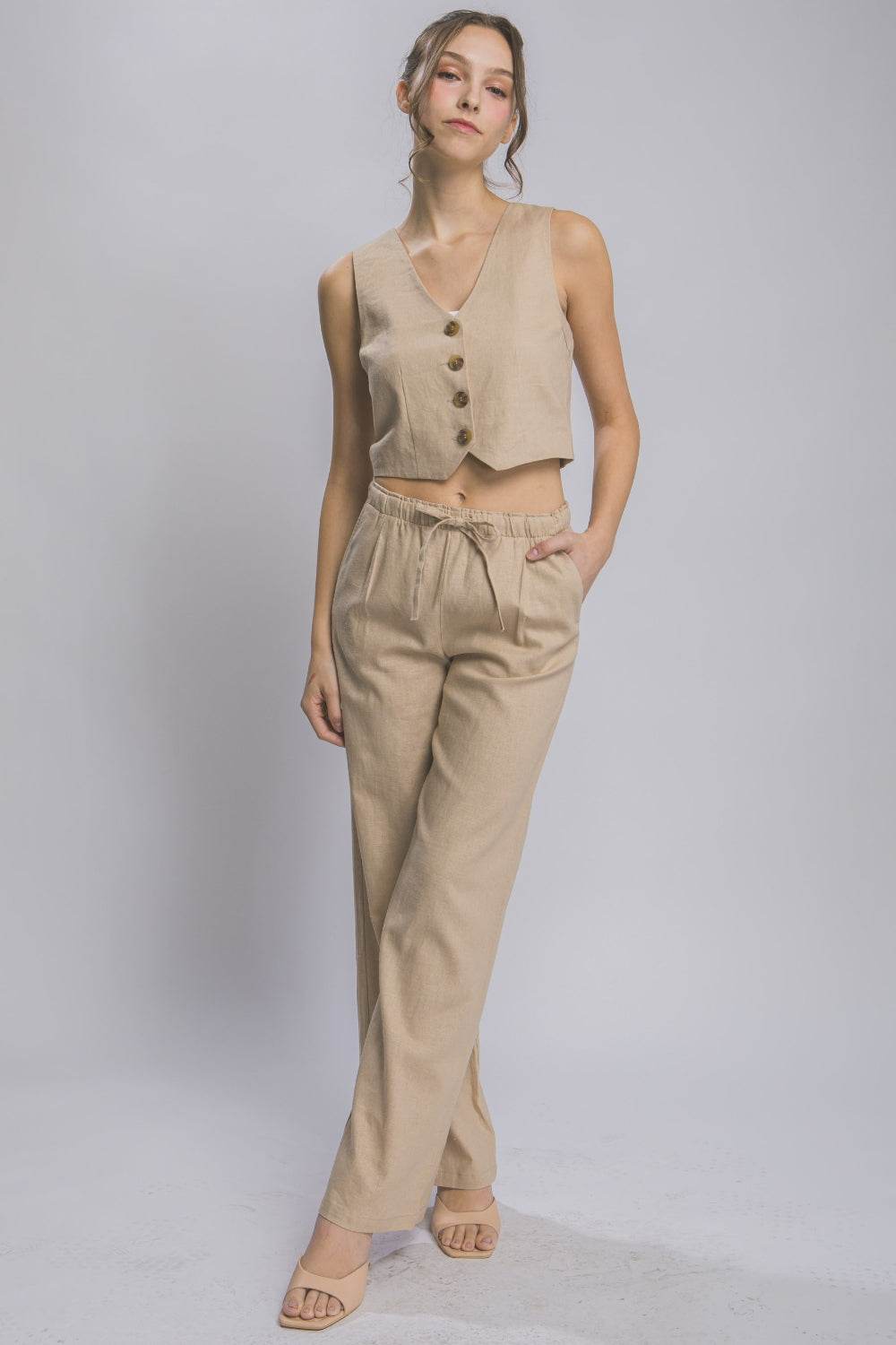 Love Tree Drawstring Wide Leg Pants with Pockets - DaTrendStore.Com