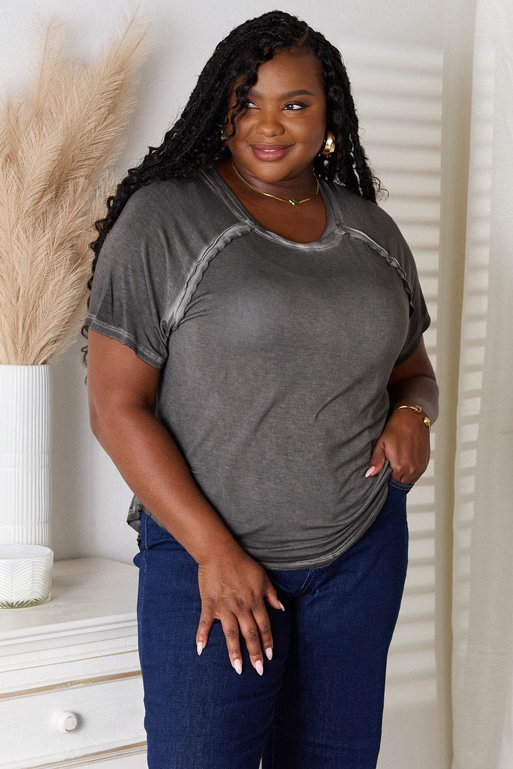 Zenana Full Size Round Neck Raglan Sleeve T-Shirt - DaTrendStore.Com