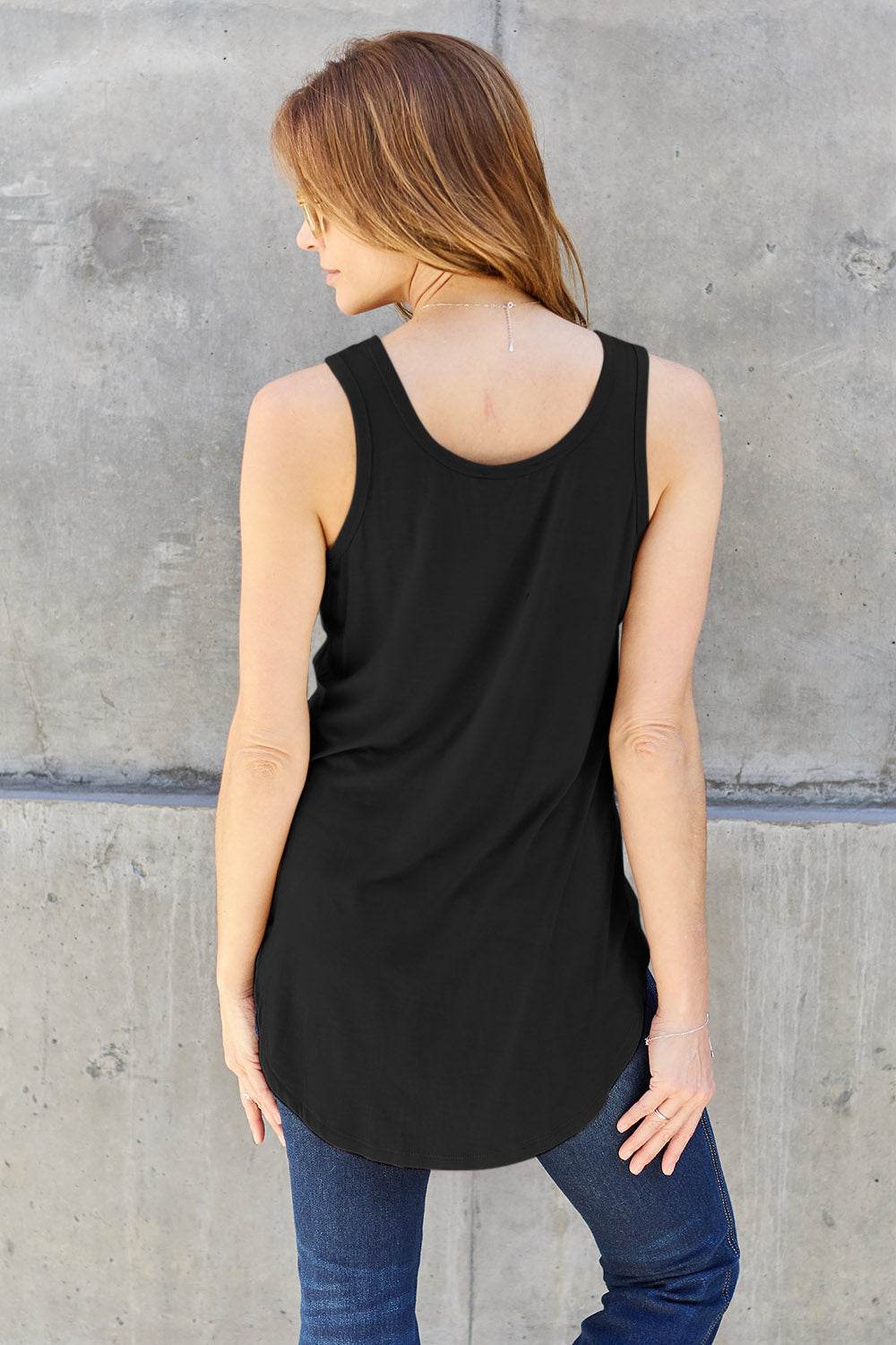 Basic Bae Full Size Round Neck Curved Hem Tank - DaTrendStore.Com