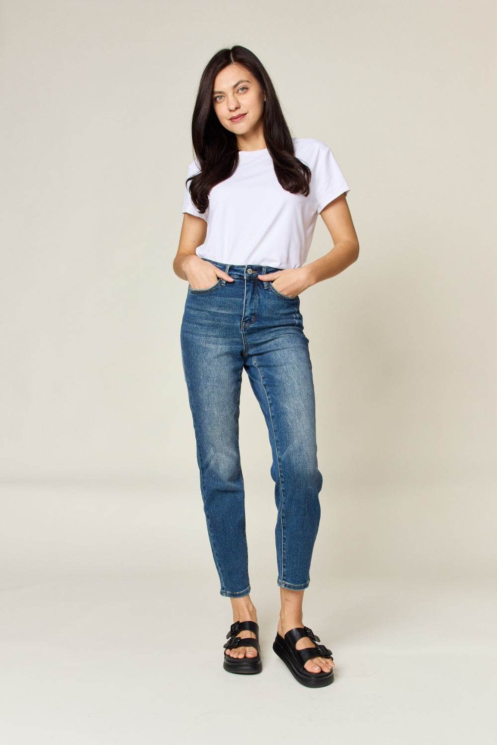 Judy Blue Full Size Tummy Control High Waist Slim Jeans - DaTrendStore.Com