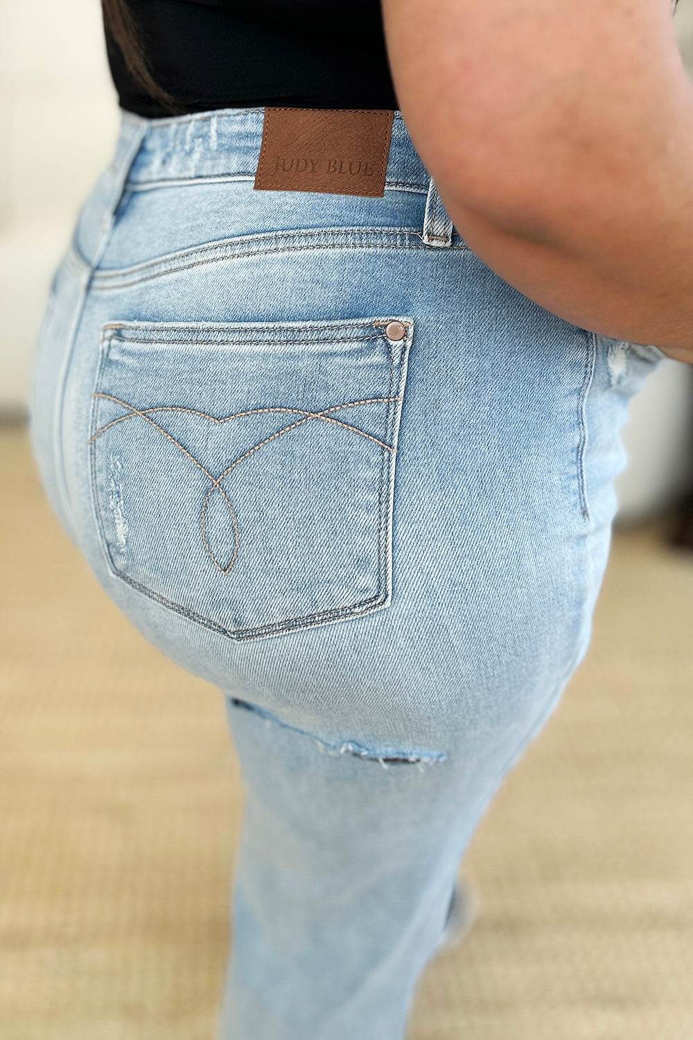 Judy Blue Full Size High Waist Distressed Straight Jeans - DaTrendStore.Com