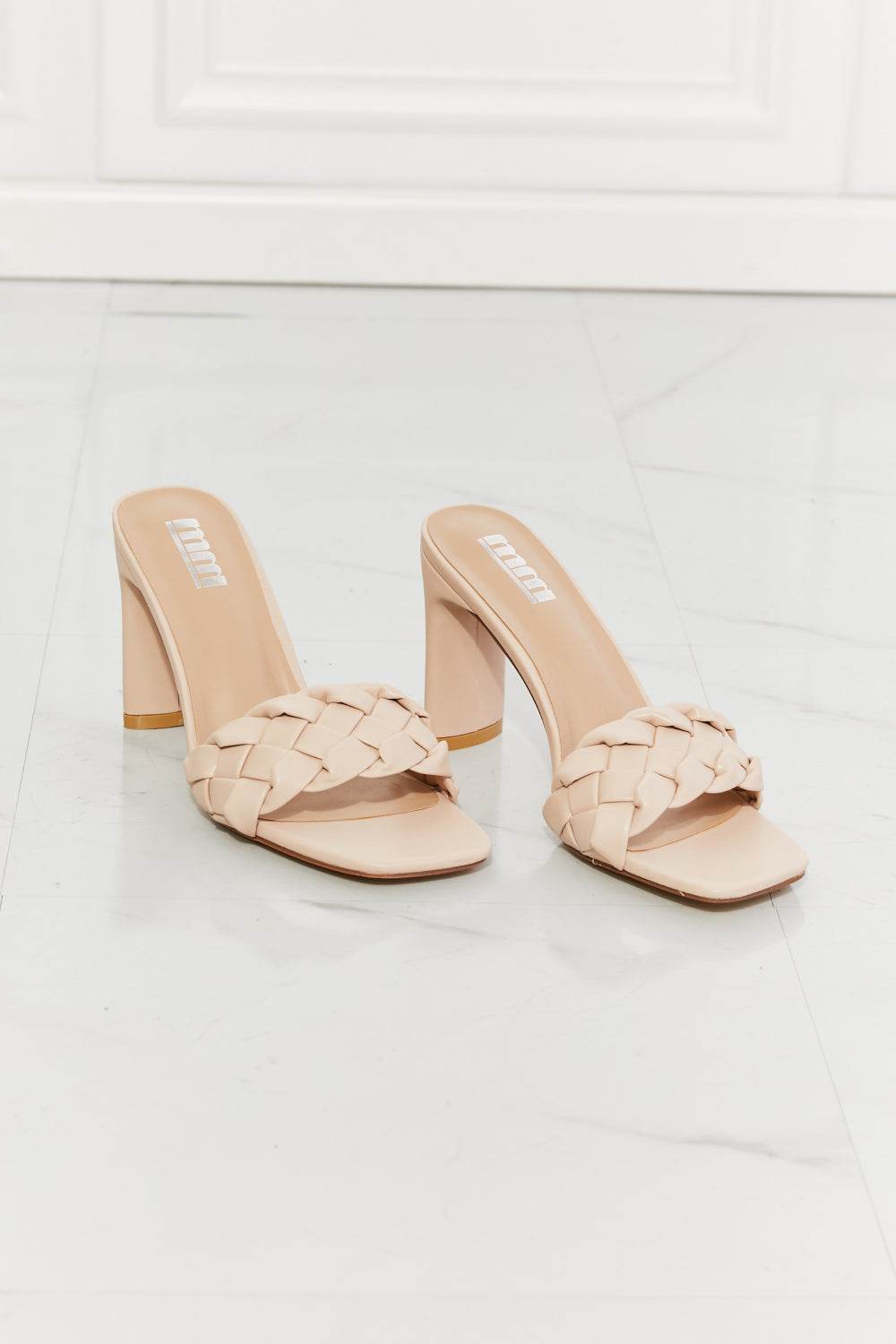 MMShoes Top of the World Braided Block Heel Sandals in Beige - DaTrendStore.Com