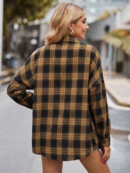 Lovelet Plaid Collared Neck Button Down Jacket