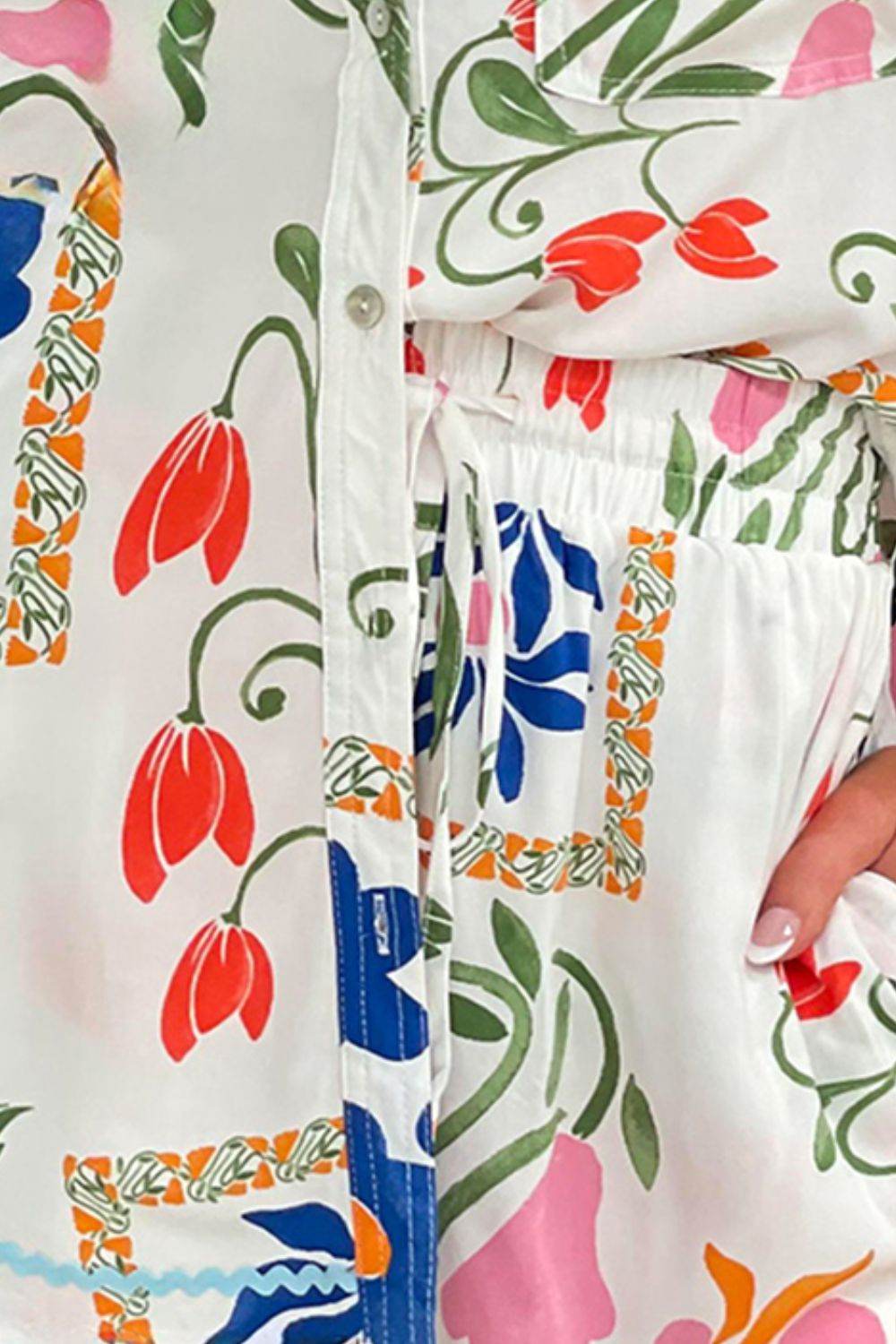Printed Button Up Half Sleeve Top and Shorts Set - DaTrendStore.Com