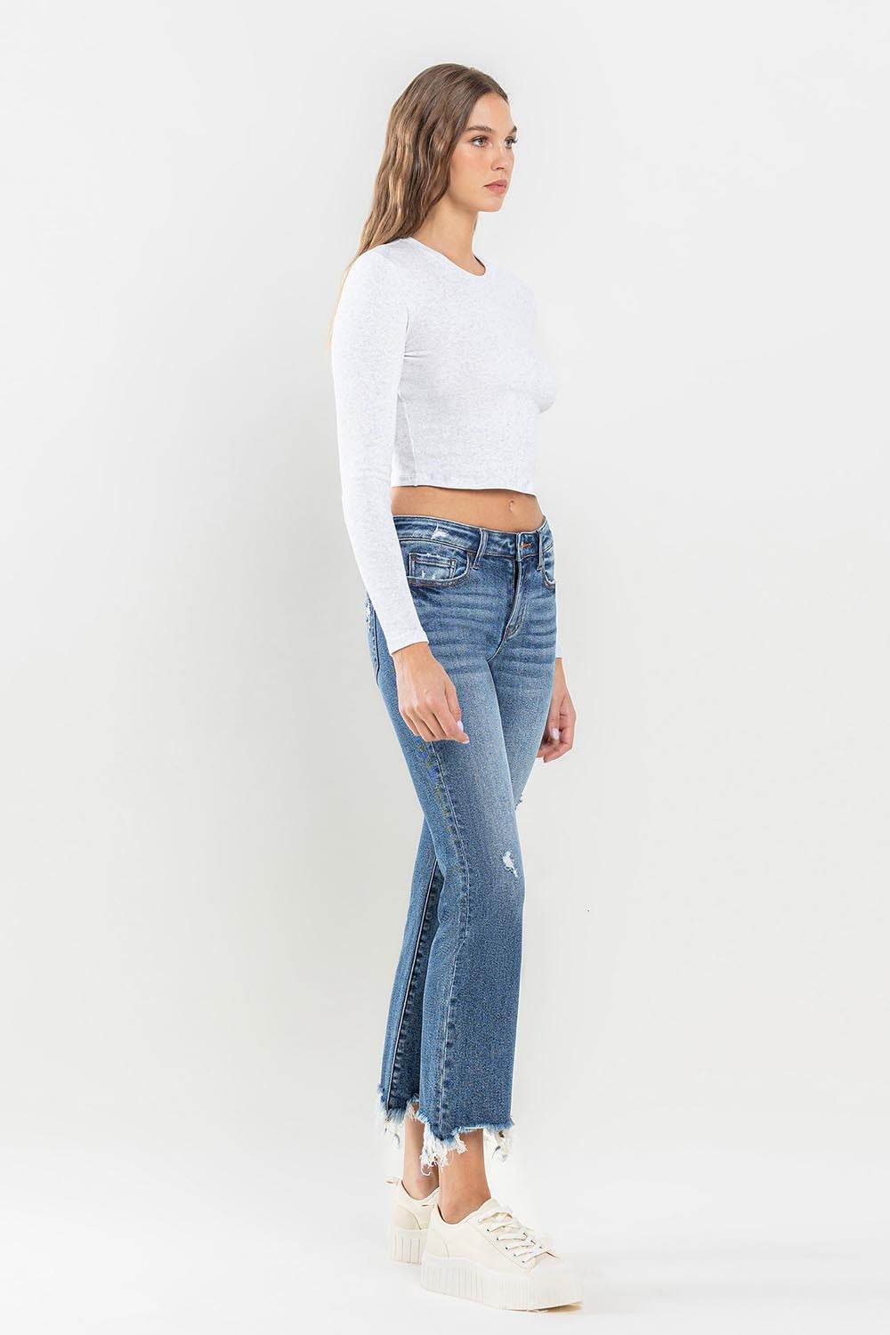 Lovervet Mid Rise Frayed Hem Jeans - DaTrendStore.Com