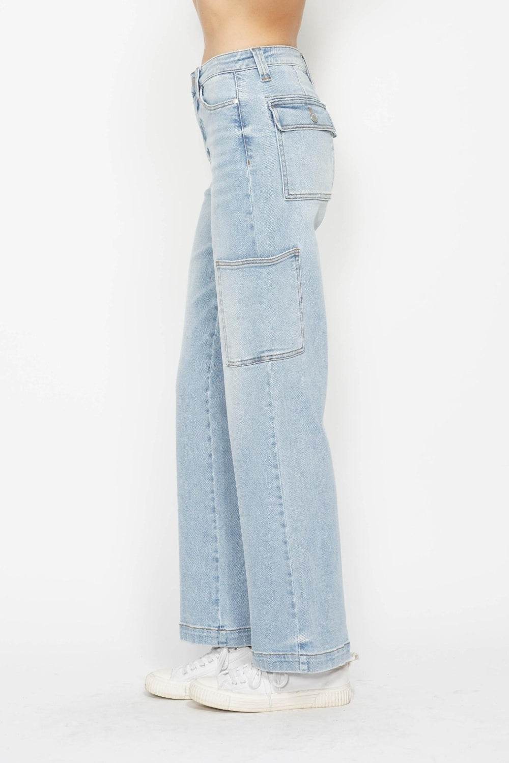 Judy Blue Full Size High Waist Straight Cargo Jeans - DaTrendStore.Com