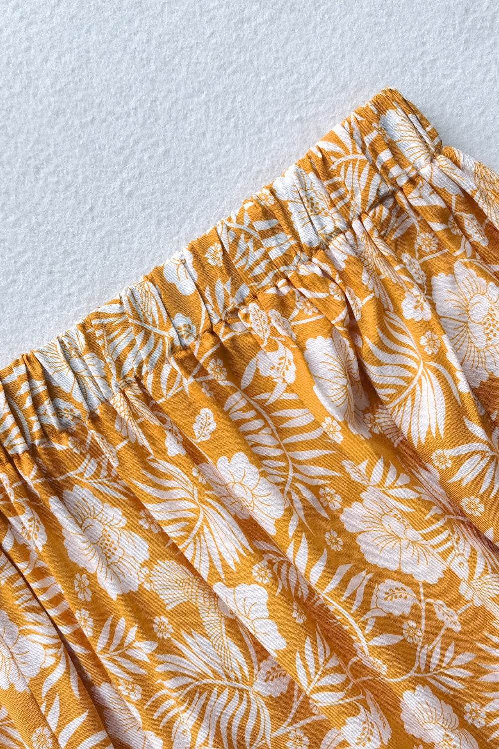 Printed Half Sleeve Top and Slit Skirt Set - DaTrendStore.Com
