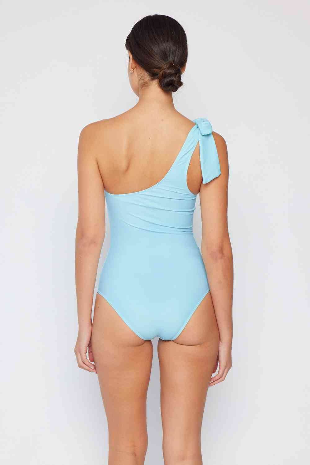 Marina West Swim Vacay Mode One Shoulder Swimsuit in Pastel Blue - DaTrendStore.Com