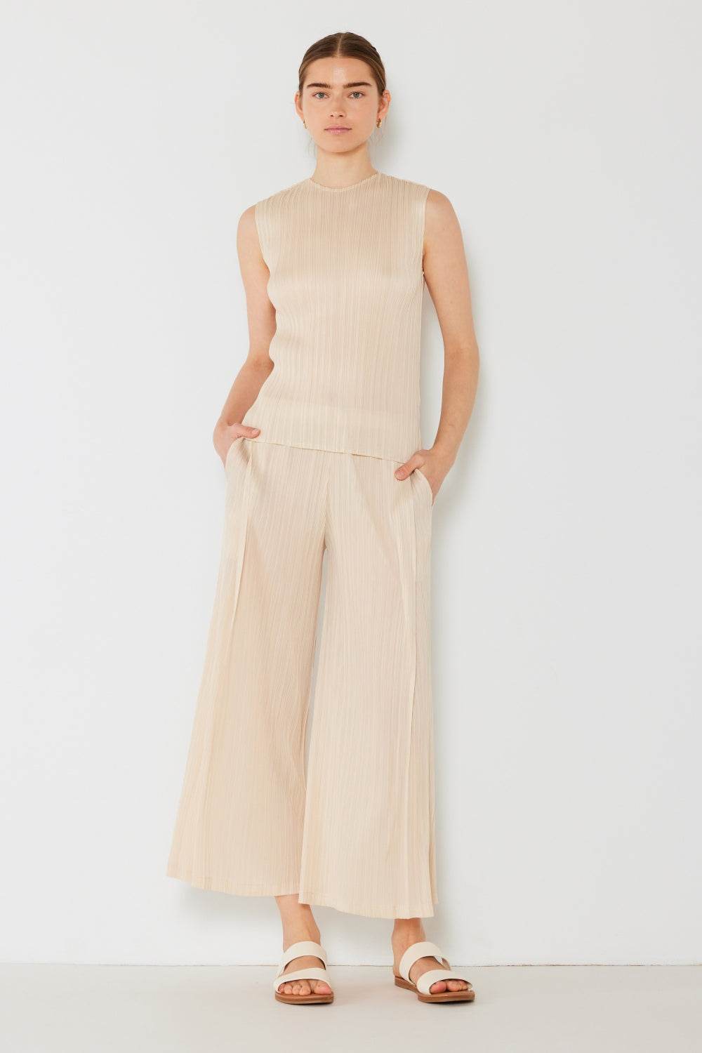 Marina West Swim Pleated Wide-Leg Pants with Side Pleat Detail - DaTrendStore.Com