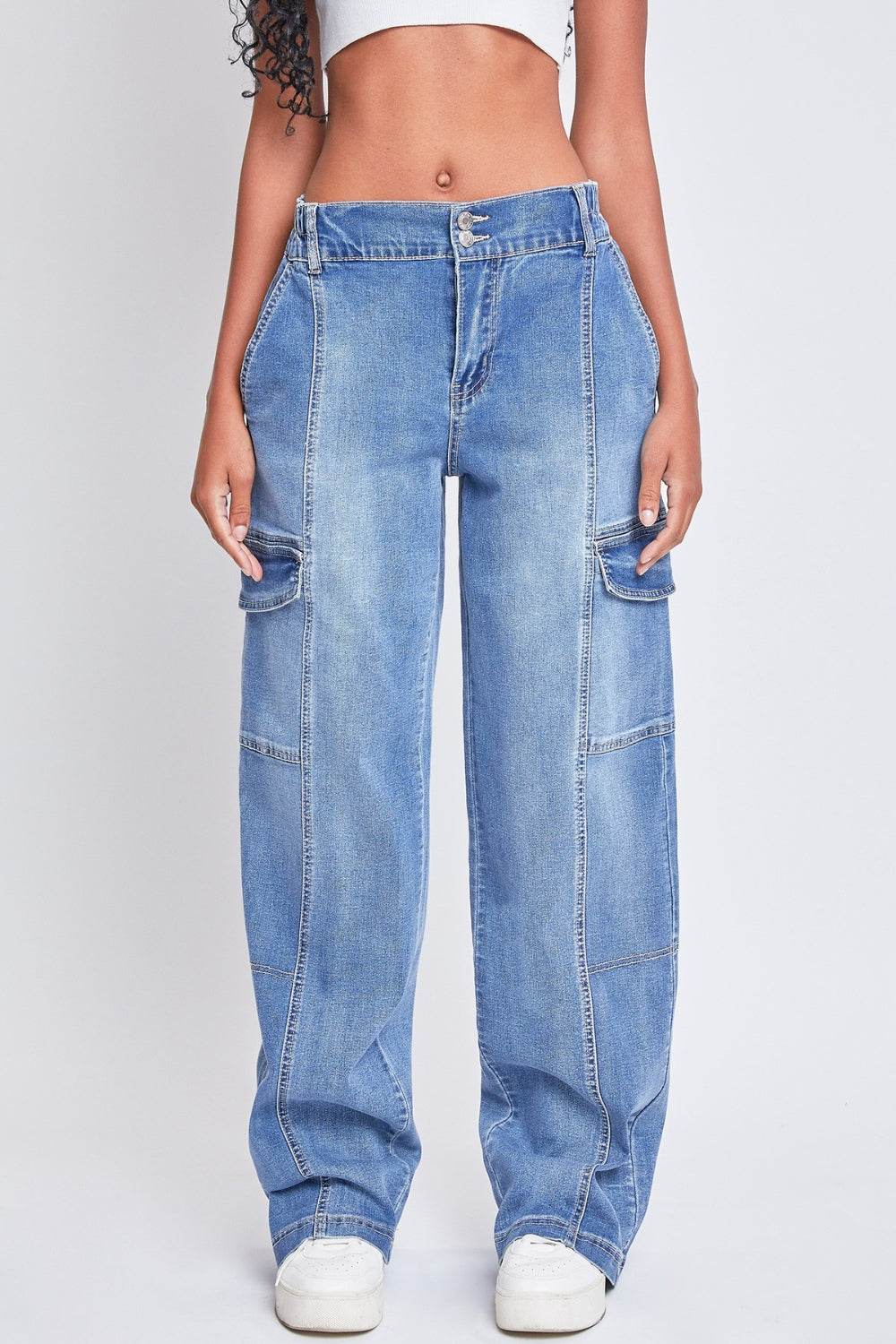 YMI Jeanswear High-Rise Straight Cargo Jeans - DaTrendStore.Com