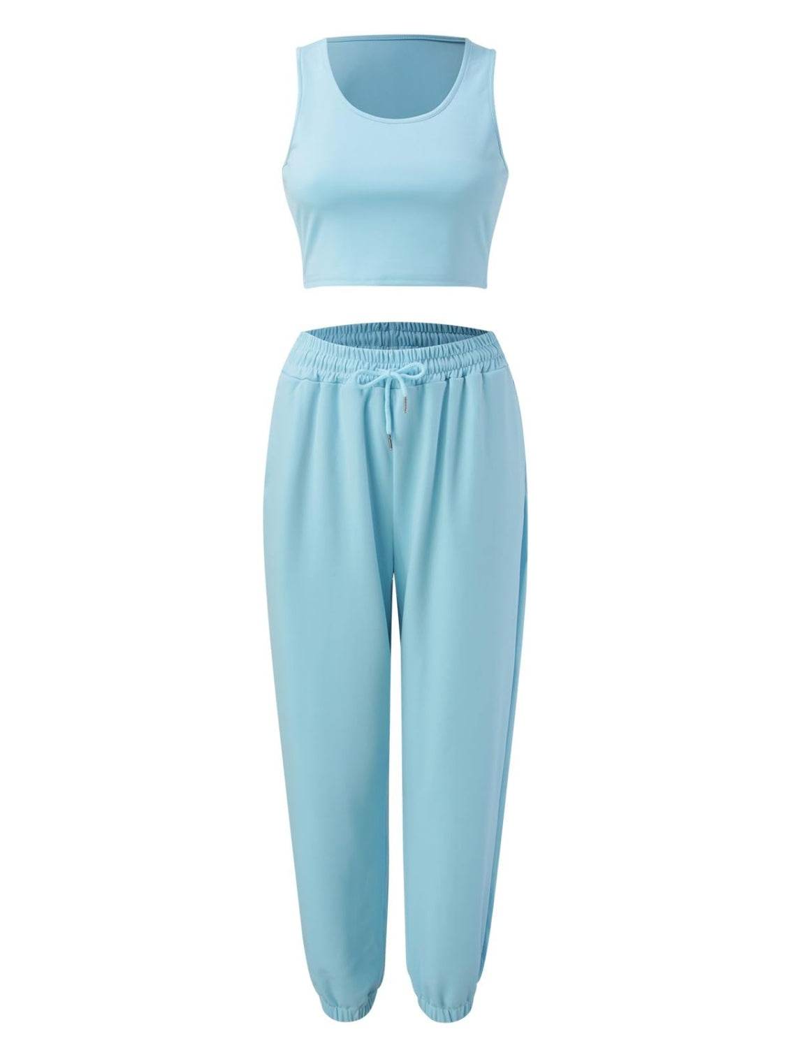 Wide Strap Top and Drawstring Joggers Set - DaTrendStore.Com