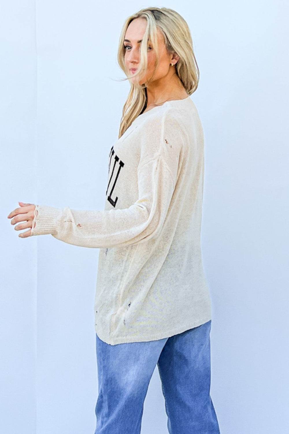 And The Why GRATEFUL Long Sleeve Knit Top - DaTrendStore.Com