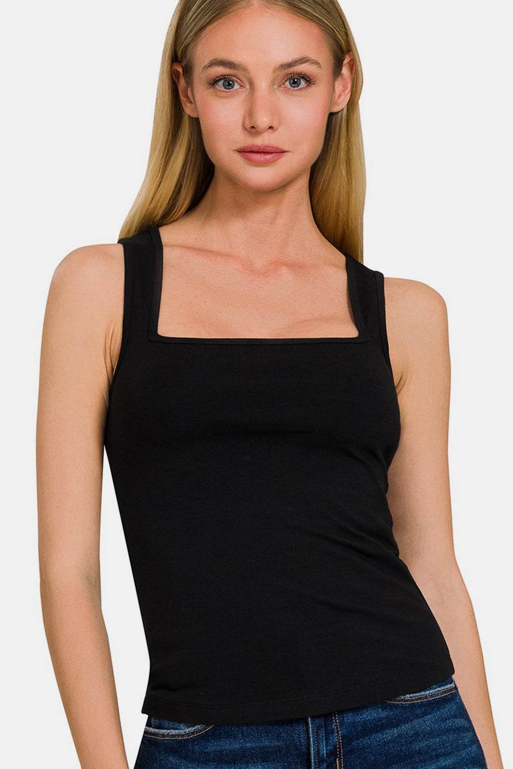 Zenana Square Neck Cropped Tank - DaTrendStore.Com