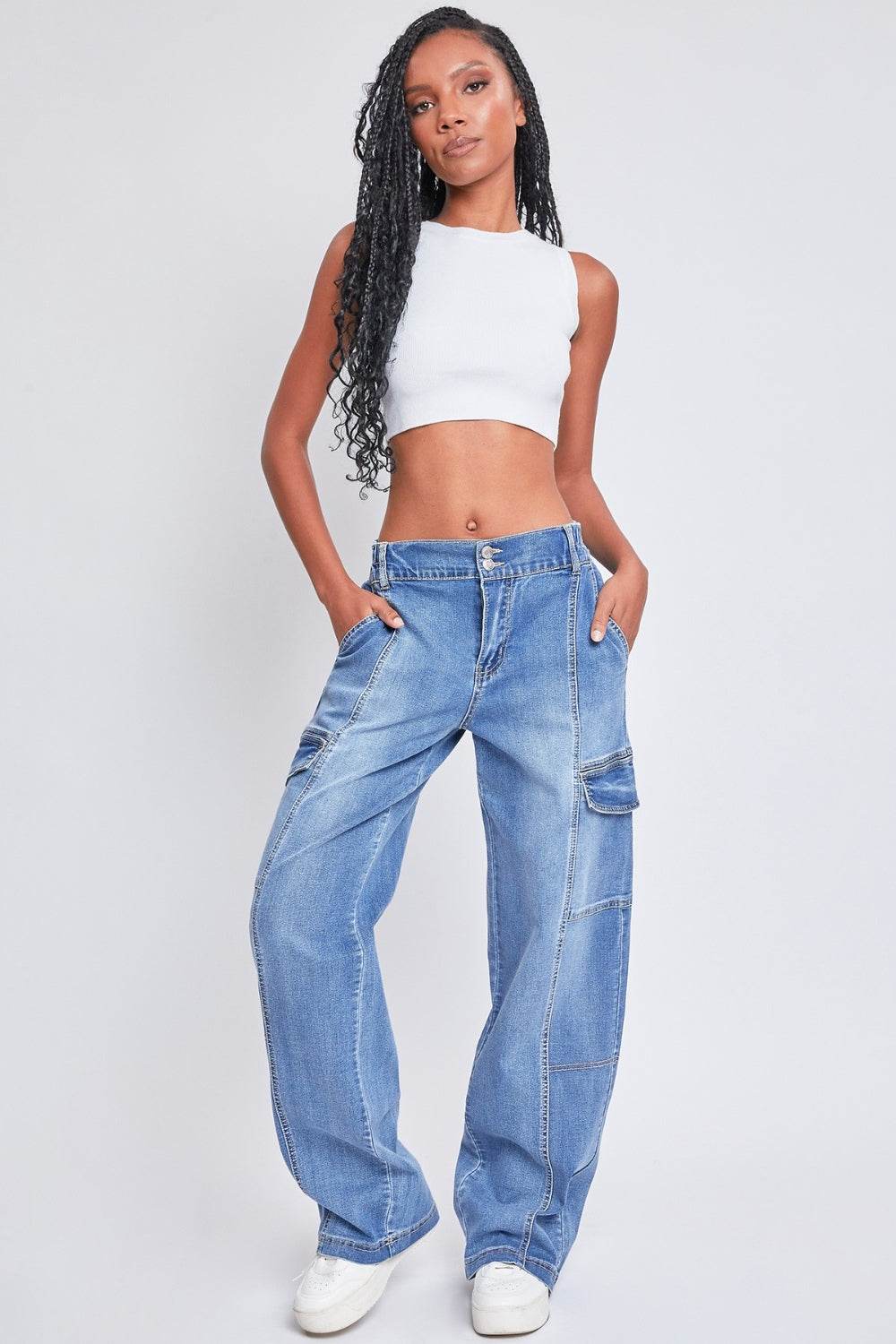 YMI Jeanswear High-Rise Straight Cargo Jeans - DaTrendStore.Com